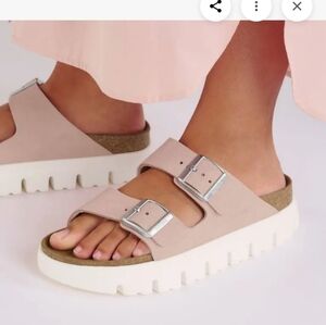 Birkenstock Arizona LEATHER pap Chunky - Light Rose / pink - 9